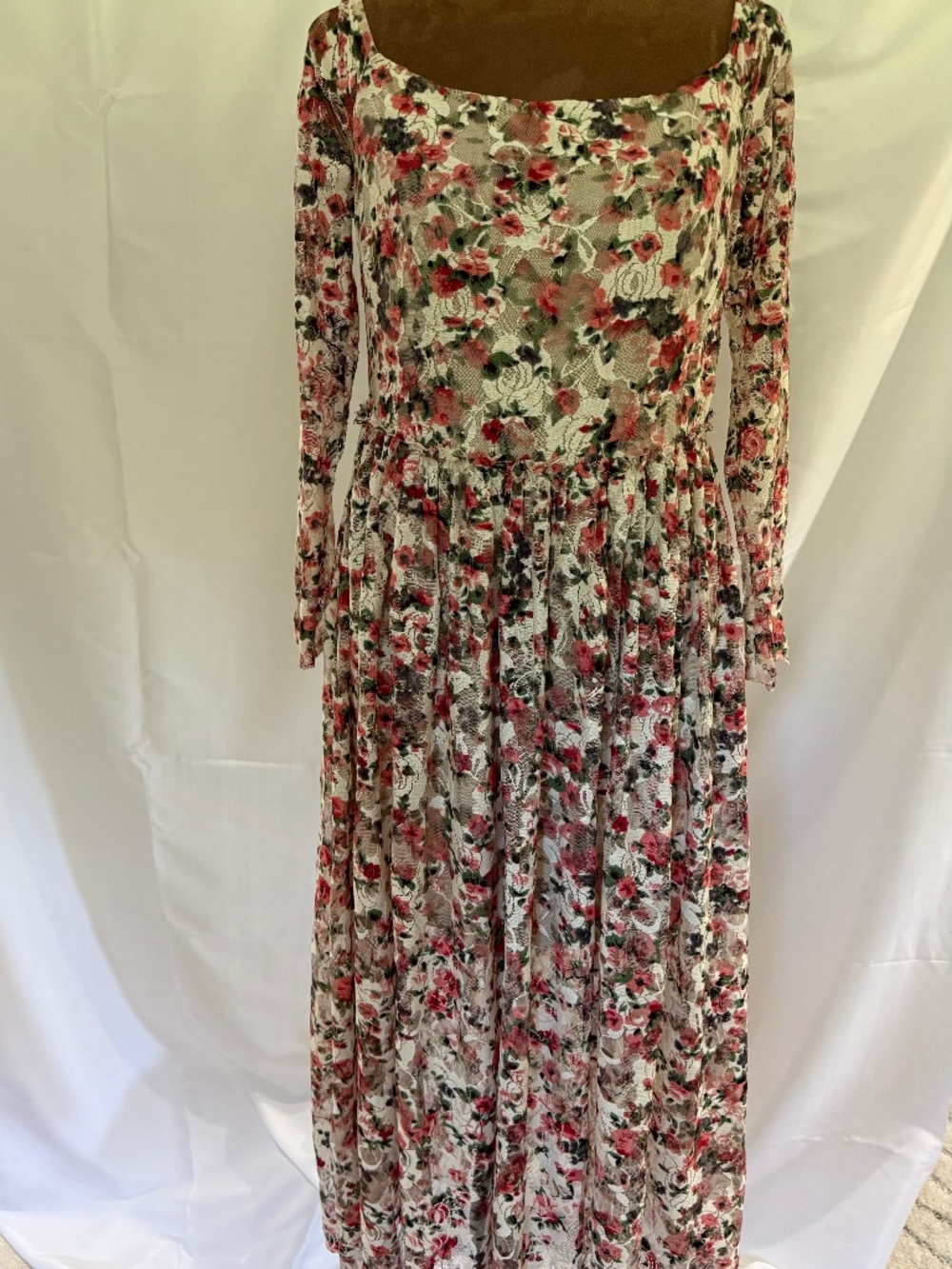 UB Olympia Floral Lace Off-The-Shoulder Midi Dress Size Medium
